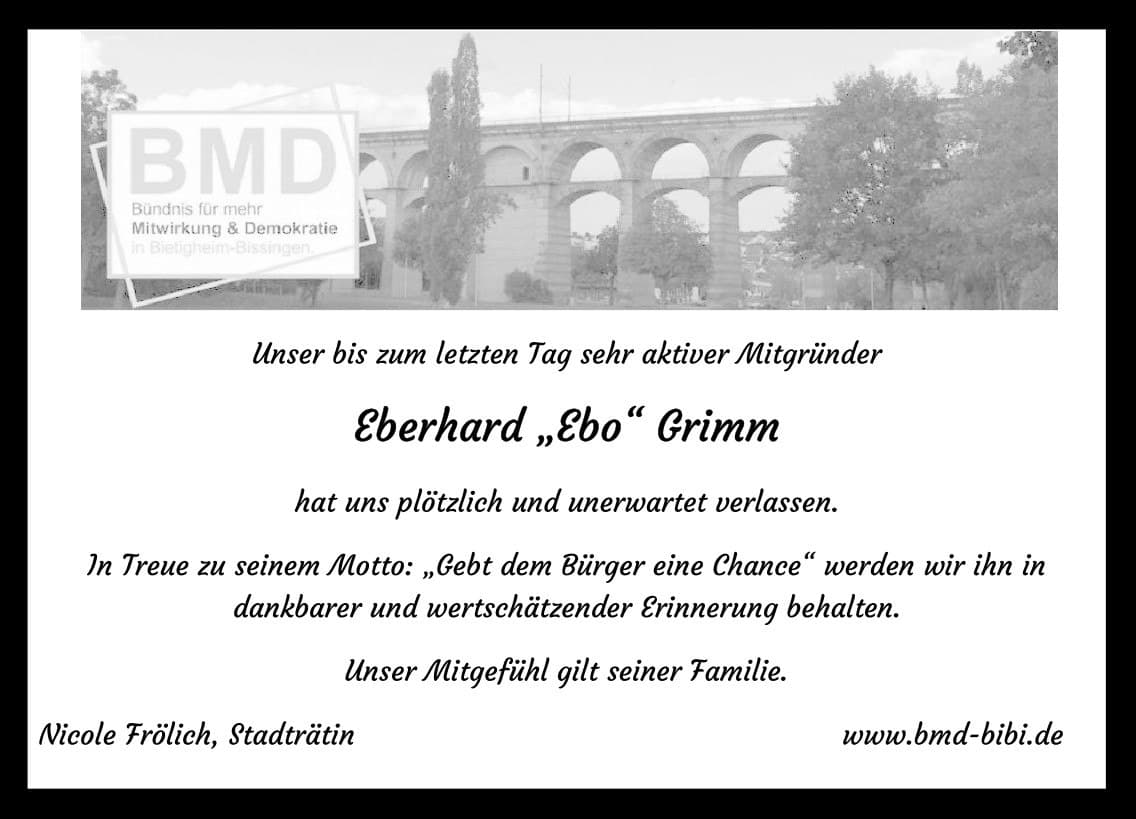 Nachruf Eberhard "Ebo" Grimm